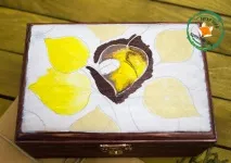 Брашування та розпис чайної скриньки з натурального дерева «Осінній килим» – Ярмарок Майстрів брашування