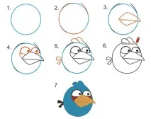 Як намалювати Синього птаха з Angry Birds олівцем поетапно birds