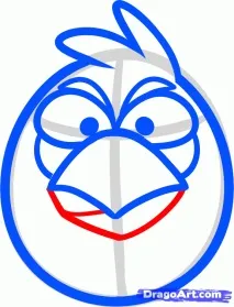 Як намалювати Синього птаха з Angry Birds олівцем поетапно птаха