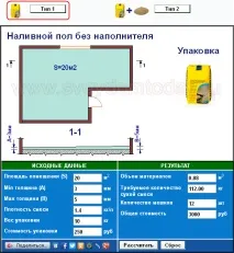 Приклади розрахунку кількості матеріалів на наливну підлогу приклади