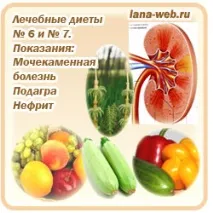 Захворювання нирок – лікувальні дієти №6 та №7 лікувальні
