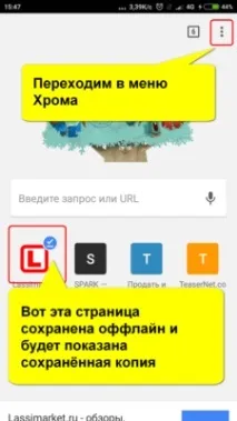 Забираємо збережені офлайн сторінки в Хромі на Андроїд забираємо