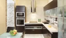 Гарні інтер’єри кухонь у бежево-коричневих тонах ( 40 фото) гарні