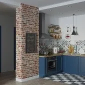 Сині кухні, кухня в синьому кольорі, кухня в синіх тонах, Фото - Фото дизайну інтер’єру кухні, ремонт сині