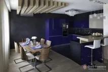 Сині кухні, кухня в синьому кольорі, кухня в синіх тонах, Фото - Фото дизайну інтер’єру кухні, ремонт синіх