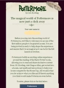 Тестова версія Pottermore тестова