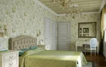 Зелені шпалери у спальні, фото інтер’єрів єрів