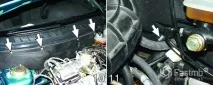 Як зняти оббивку моторного відсіку та накладки рами вітрового скла відсіку