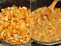 Лисички з курячим філе в сметані. сметані