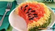 Салат з куркою та грибами «Кавунова часточка» грибами