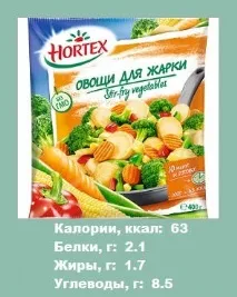 Овочі для смаження Hortex - Калорійність овочів (інформація для схуднення) овочі