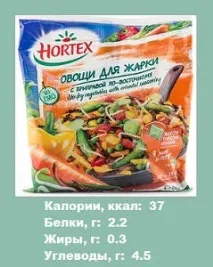 Овочі для смаження Hortex - Калорійність овочів (інформація для схуднення) смаження