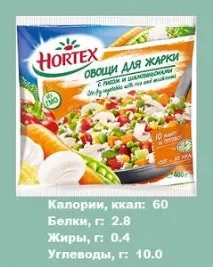 Овочі для смаження Hortex - Калорійність овочів (інформація для схуднення) смаження