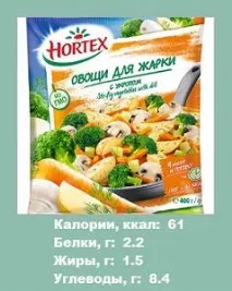 Овочі для смаження Hortex - Калорійність овочів (інформація для схуднення) овочі