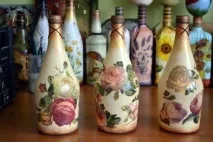 Декупаж пляшок тканиною - декупаж чоловікові - Рукоділля пляшок