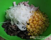 Салат з грибами та куркою а-ля тимбаль, Макаронна енциклопедія салат