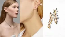 Модні золоті сережки 2019 подвійні кульки на вухах, тенденції пусети сережки