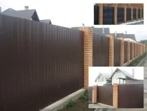 Фасадний паркан фото з профнастилу, з цегли своїми руками профнастилу