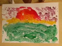 Монотипія «Захід сонця на морі» захід