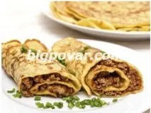 Млинці з м’ясом та рисом рецепт з фото, покрокове приготування млинці