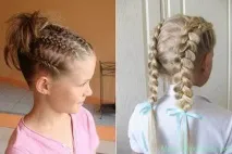 Зачіски до школи Дракончик, Листя конюшини, Канат з кісок школи