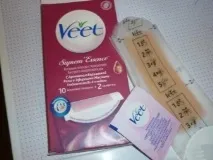 Смужки Veet для депіляції нові засоби для зони бікіні та ніг, скільки коштують гелеві для зони