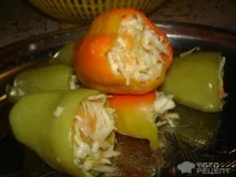 Фаршований болгарський перець на зиму, фарширований капустою. болгарський