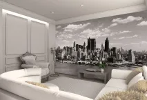 Фотошпалери Нью-Йорк в інтер’єрі на стіні з видом на місто і мости фотошпалери