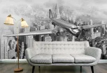 Фотошпалери Нью-Йорк в інтер’єрі на стіні з видом на місто і мости стіні
