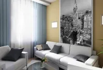 Фотошпалери Нью-Йорк в інтер’єрі на стіні з видом на місто і мости інтер