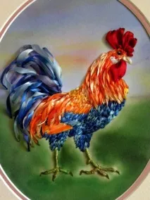 Як вишити стрічками півня півня