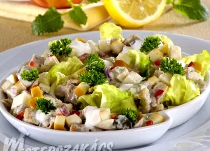 Курячий салат яблуками Курячий салат яблуками