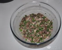 Рецепт Запіканка рисово-м’ясна, З томатами та зеленою цибулею запіканка