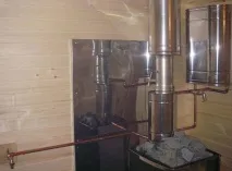 Теплообмінник на трубу в лазню опалення через димохід від регістру, фото та відео лазню