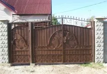 Ворота з хвірткою для приватного будинку. хвірткою