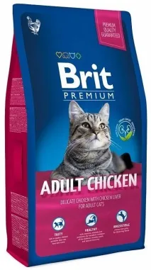 Сухий корм Brit Premium Cat Adult Chicken з м’ясом курки та соусом з курячої печінки для дорослих корм