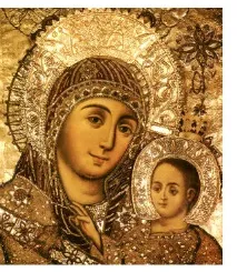 Усміхнений богородиці значок, Богородиця значок