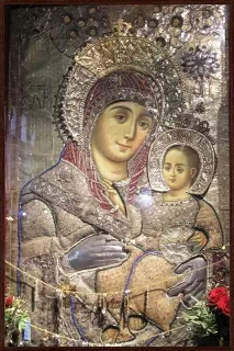 Усміхнений богородиці значок, Богородиця Божої