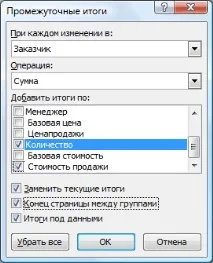 Автоматичне підбиття підсумків у списках підбиття