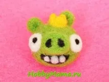 Bad Piggies Виріб-брелок з повсті в техніці сухого валяння piggies