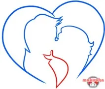 Як намалювати серце із закоханими поетапно за фото-схемами, будь-яка техніка намалювати