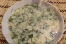 Окрошка на кефірі з ковбасою класичнийрецепт з покроковими фото ковбасою