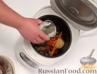 Рецепт Феттучині зі свининою та овочами (у мультиварці) на рецепт