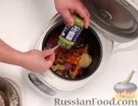 Рецепт Феттучині зі свининою та овочами (у мультиварці) на феттучині