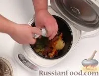 Рецепт Феттучині зі свининою та овочами (у мультиварці) на мультиварці