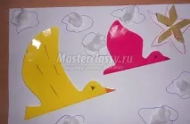 Аплікація Птахи перелітні з паперу та листя за шаблонами своїми руками перелітні