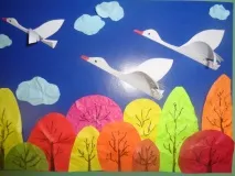 Аплікація Птахи перелітні з паперу та листя за шаблонами своїми руками перелітні