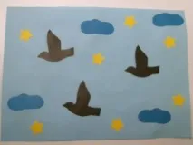 Аплікація Птахи перелітні з паперу та листя за шаблонами своїми руками паперу