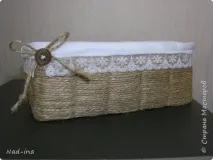 А ось і мій варіант скриньки, плетеної зі шпагату. шпагату