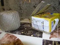 А ось і мій варіант скриньки, плетеної зі шпагату. шпагату
